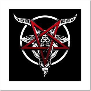 Satan Baphomet, goat and reversed pentagram star. Posters and Art